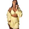 Ladies' Lantern Sleeve Loose Shirt Half Skirt Set Yellow Casual Set Spring Summer New Outfit Ladies' Plus Size Set Daily Commuting Style