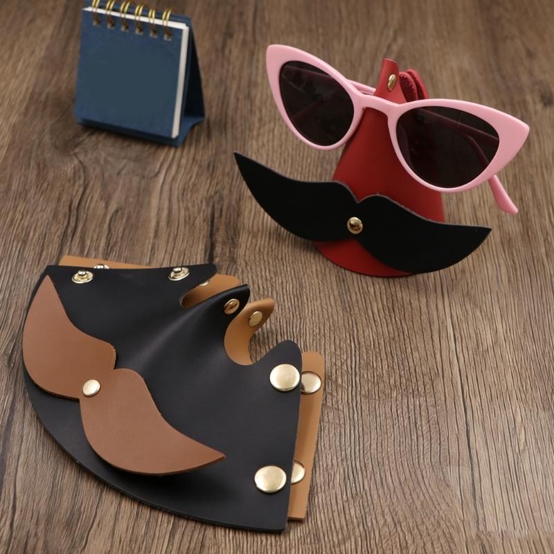 Mustache Shaped PU Leather Glasses Stand Holder For Desk Decoration Stable Support For Sunglasses Reading Glasses