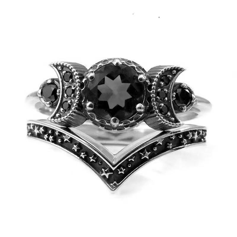 

Jianjie 3Pcs/sets Star Moon Shape Women s Rings Delicate Muslim Islamic Traditional Stackable Set Ring Jewelry Accessories 5 чёрный
