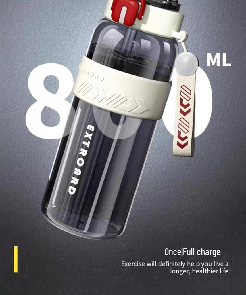Large Capacity Sport Water Bottle: Portable, High Temp Resistant, Drop-proof, with Straw, Double Drinking Design