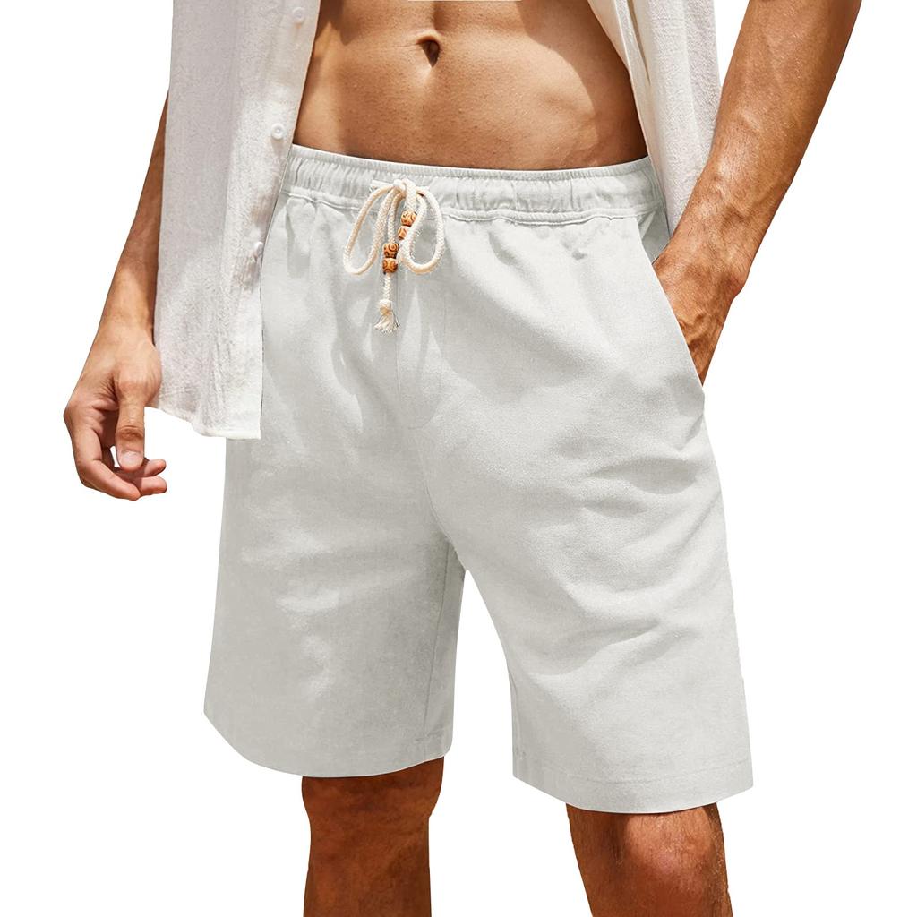 Men's Cotton Linen Casual Shorts Men's Fashionable Beach Shorts