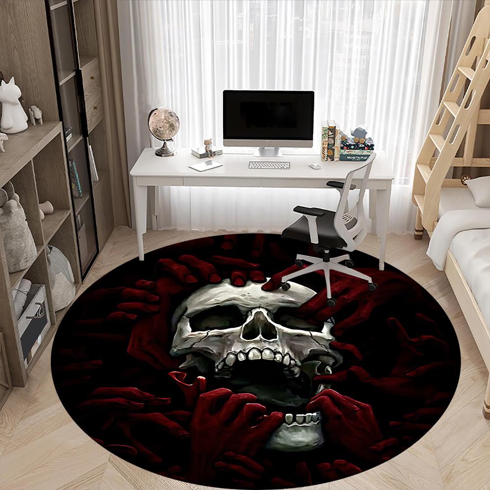 1pc Skull Hands Office Round Rug, Non-slip, Soft and Durable Office Rug for Interior Decoration, Perfect for Office, Beautiful Decoration Yy260312062