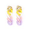 A Pair 18×67mm Acrylic Earrings Matte Colorful Heart shaped Chain Pendant For Women's Charm Earrings Gift Diy Jewelry Making