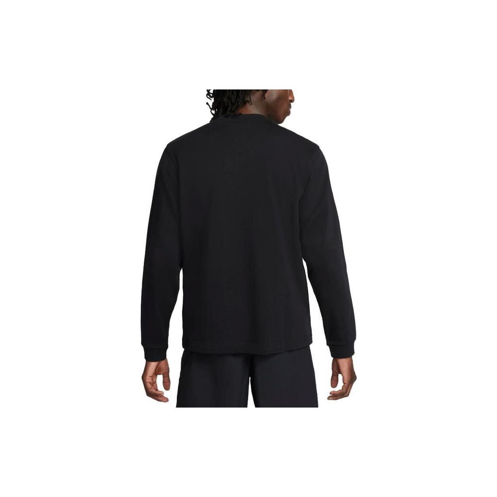 Nike Solo Swoosh Solid Logo Crew Neck Loose Long Sleeve T-Shirt Men Tops Black DX0884-010