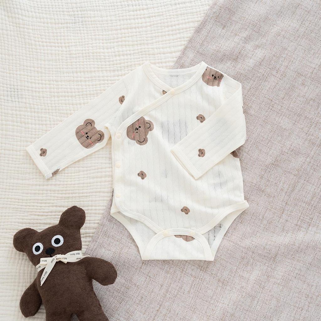 Nordic Style Summer Baby Cotton Romper Set – Ultra-Thin Long Sleeve Onesie with Boneless Hip Wrap