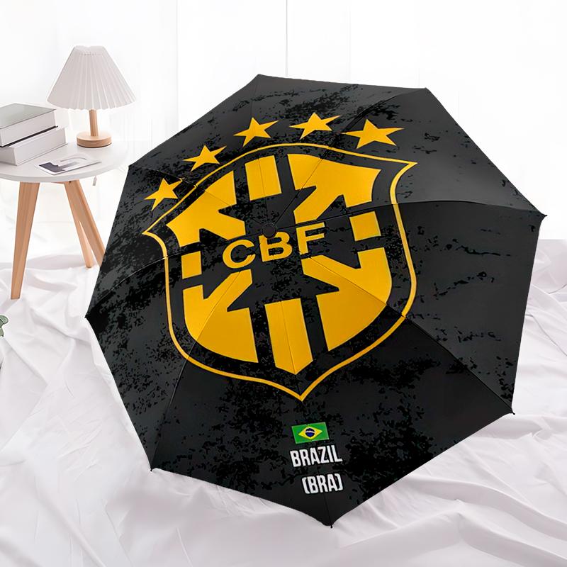 1pc Football team Umbrella Portable Folding Umbrella Iron Frame Hole Bone Structure Outdoor Home Umbrella