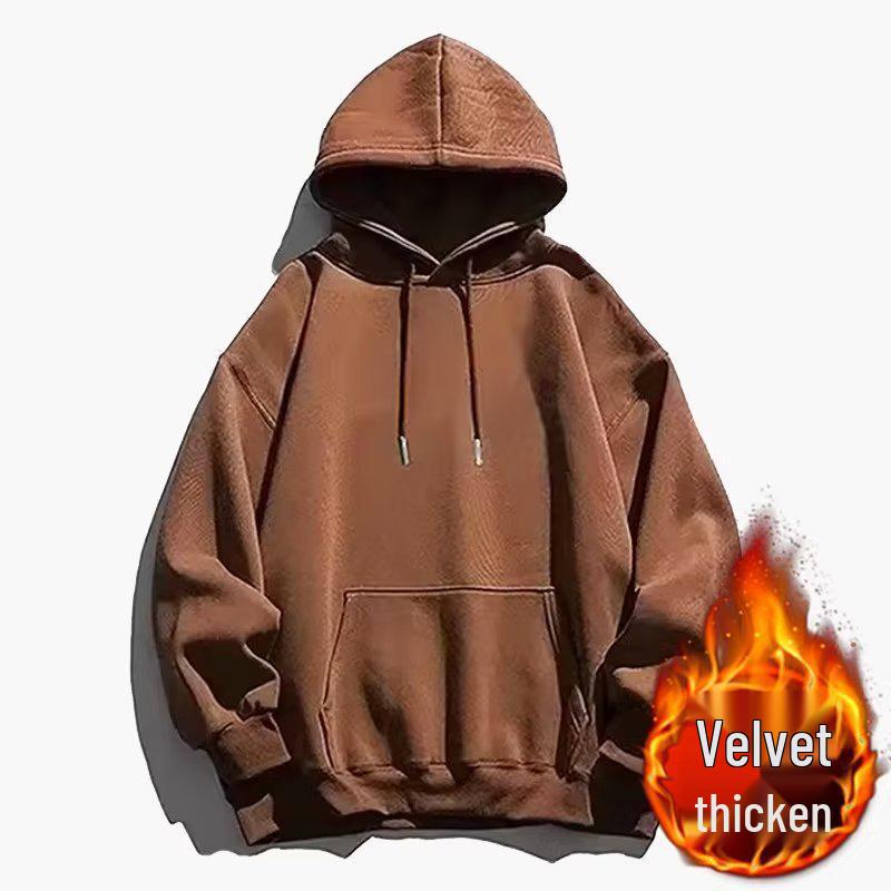 Men's Japanese Loose Fit Thin Fleece Hooded Sweatshirt for Spring/Autumn - Trendy Unisex Outerwear