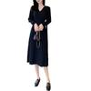 V-neck waist and thin women's dress with coat medium and long autumn and winter new bottoming knitted sweater skirt