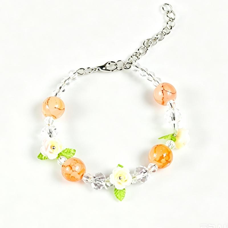 Ancient-style butterfly memory circle bracelet - girl's lustrous colored bead string necklace