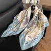 New 91 square scarf silk scarf female alphabet printing four seasons fashion landscape painting retro printing square scarf versatile