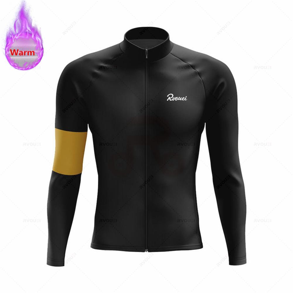 Winter Rvouei Cycling Clothing Men's Thermal Fleece Bicycling Clothing Set Outdoor MTB Bike Bib Pants Ropa Maillot Ciclismo