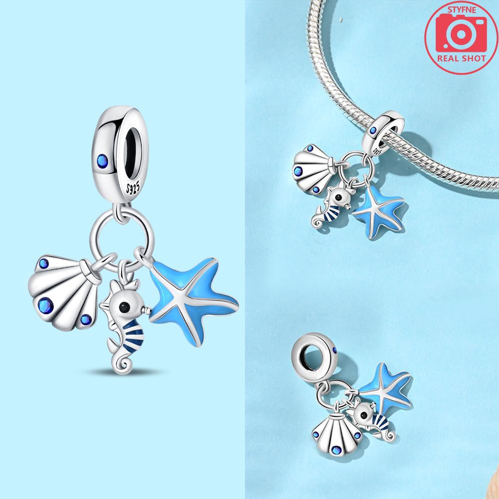 Original Copper Charms Blue Wings Butterflies Moon Stars Seahorses Beads Fit Bracelet Women Diy Anniversary Jewelry Gift