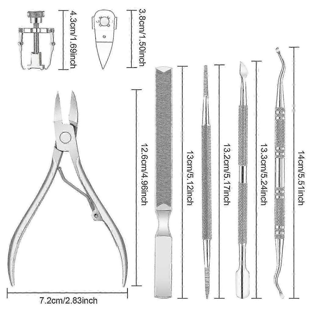 Ingrown Toenails Set, 7pcs Stainless Steel Manicure & Pedicure Set, Professional Ingrown Nail Clippers Kit