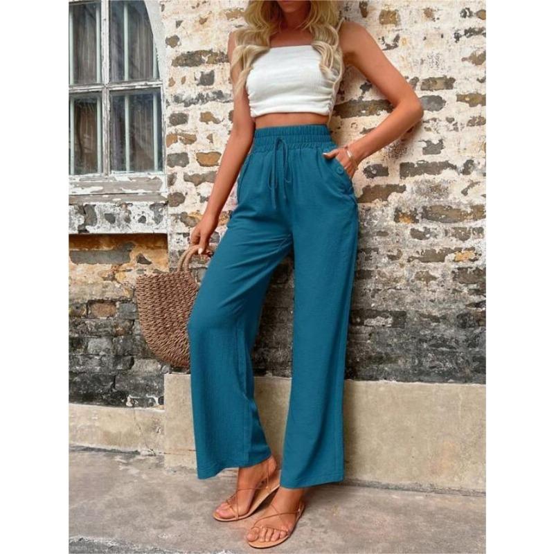 Women's Casual Pants Elastic High Waist Loose Summer Trousers