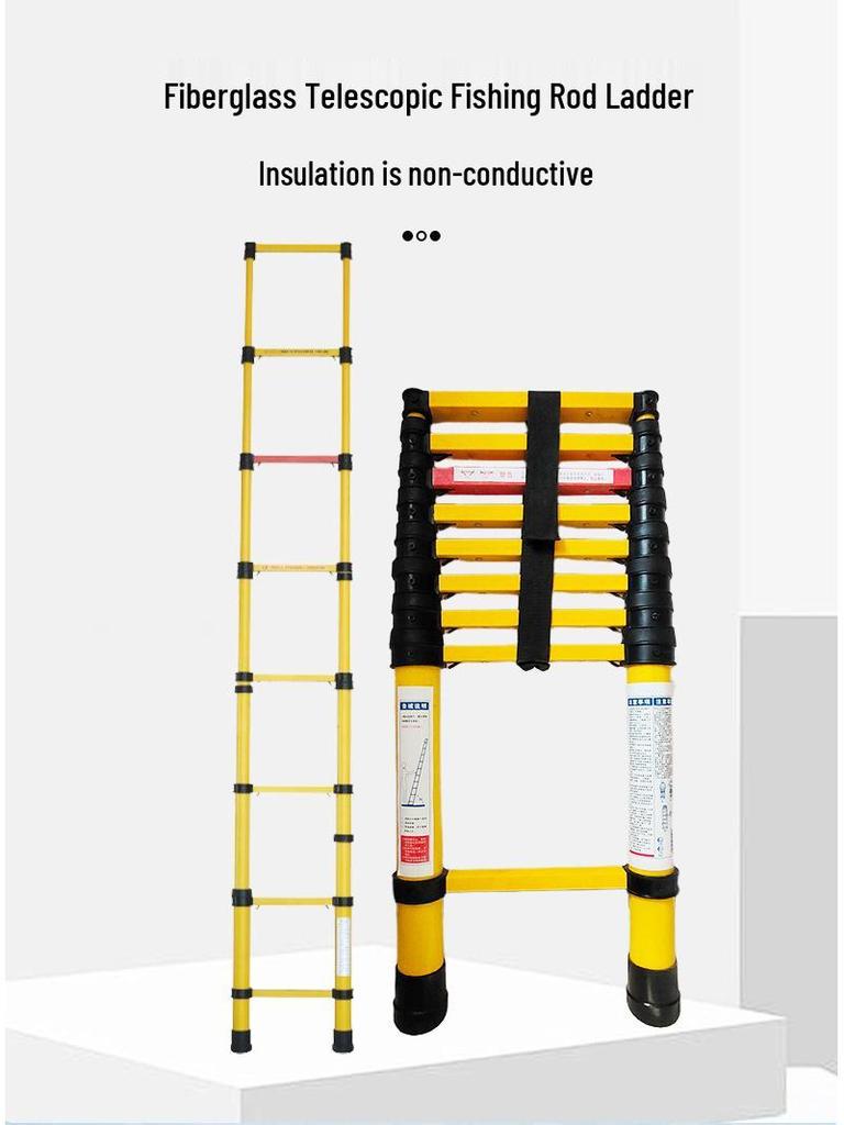 Telescopic Fiberglass Insulated Ladder for Electricians & Fishing Rod Maintenance