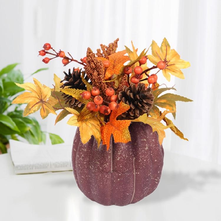 Fall Maple Leaf Pinecone Berry Set Decor Pumpkin Photography Table Centerpiece