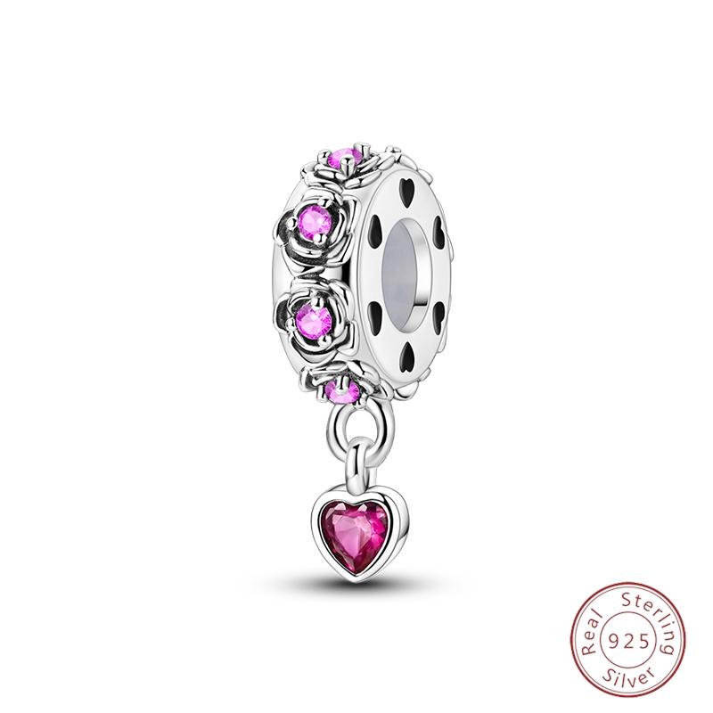 Design 925 Silver Heart Claw Print Bee Conch Text Shining Zircon Fixed 3mm Charms Beads DIY Jewelry Making