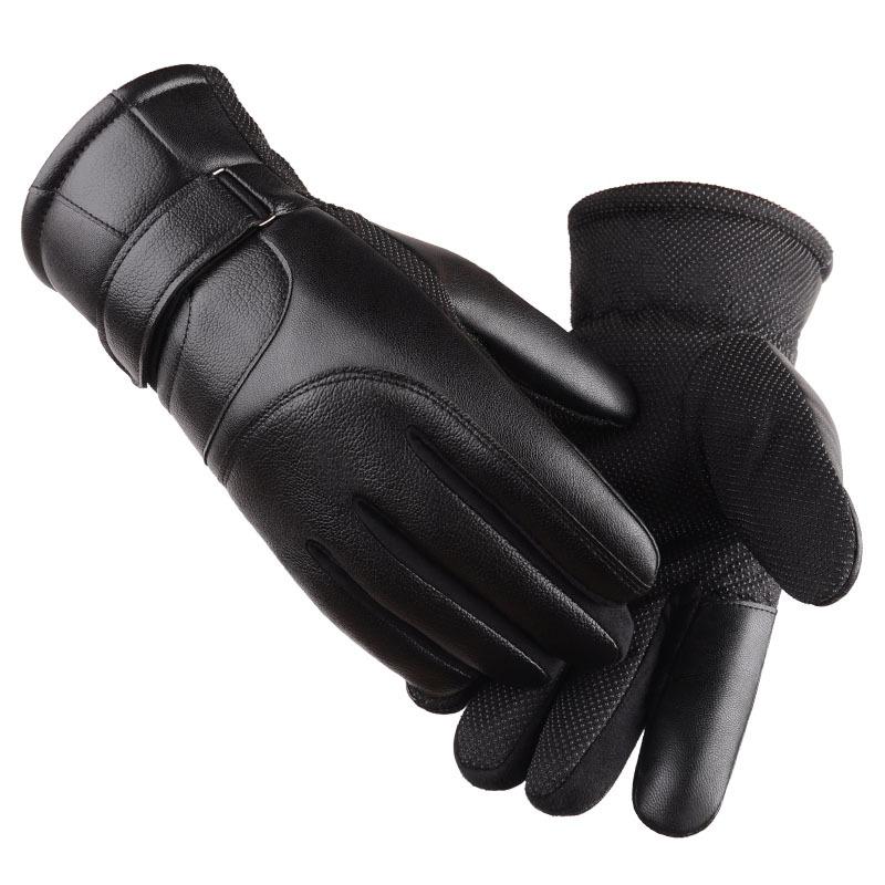 Men and women autumn and winter riding leather gloves motorcycle warm piled thickened cold and windproof cycling cotton gloves