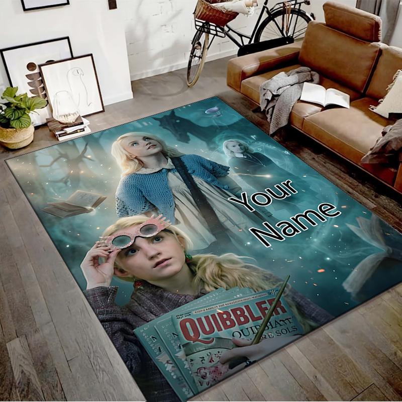 Hogwarts Design Area Rug Personalized Name- Non-Slip, Soft & Cozy Floor Mat for Living Room, Office - Indoor/Outdoor Carpet