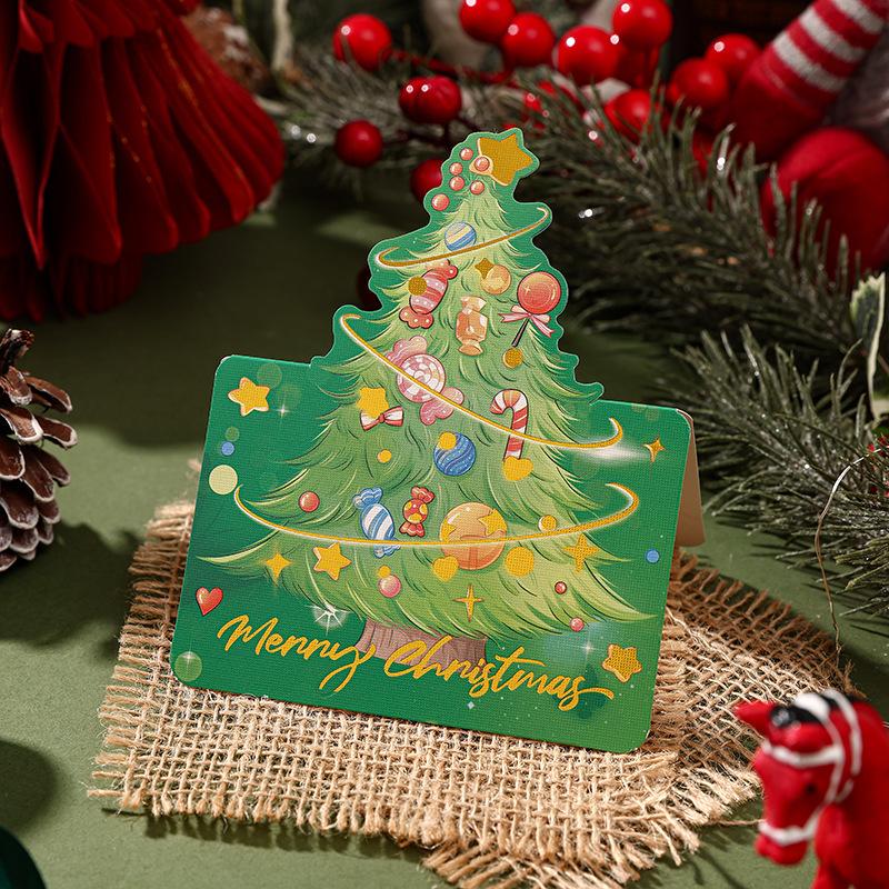 Weihnachten Weihnachtsbaum Bronzierte Grußkarte Florist Backgeschenke Kleine Karte Nachrichtenkarten