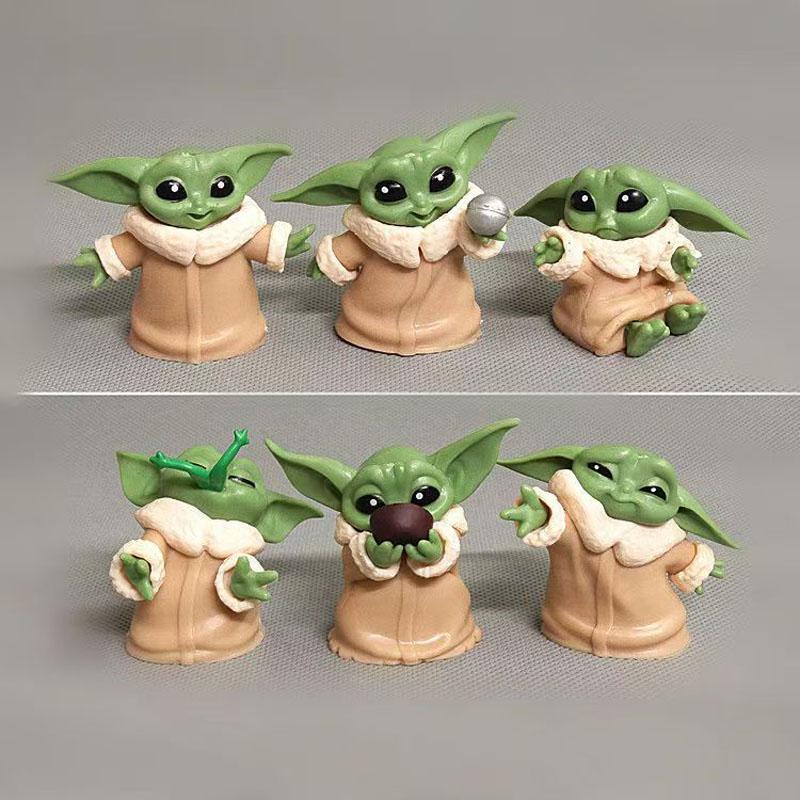 6Pcs/Set Kawaii Baby Yoda Action Figure Mandalorian Cute Yoda Baby Figure Star Wars Yoda Collect Decorations Toys Gifts