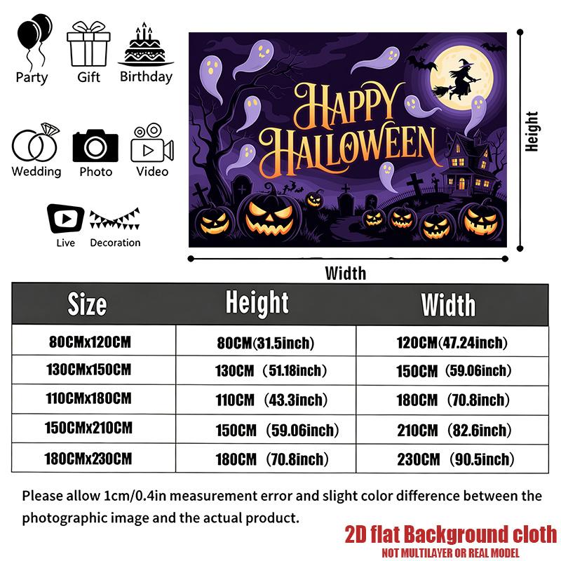 Party Backdrop Halloween Flat Spooky Witch Photo Booth Background Party Decor