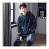 [D.IIZOO] Parka Style Long Sleeve Fluffy Pajamas Men's Winter Top and Bottom Set Room Wear Loose Warm Cold Protection Loungewear Fleece Lined Pajamas