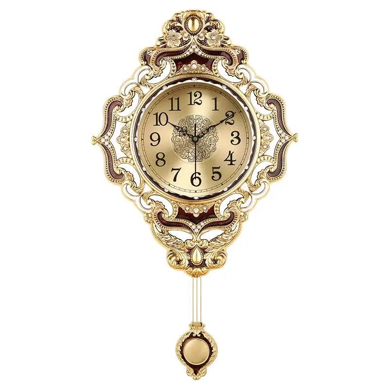 Luxury Brass Smart Wall Clock - Silent Operation, Living Room & Office Decor, Hotel & Mall Art Ornament, Digital Design, Ideal G