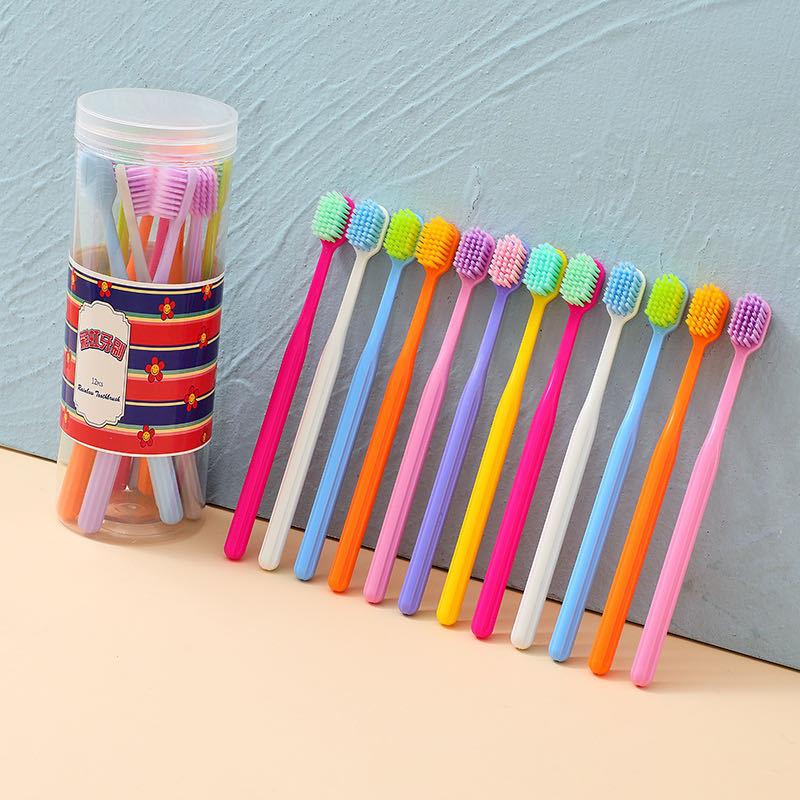 Rainbow Toothbrush 12-bucket Dopamine Household Adult Soft-bristled Cleaning Toothbrush