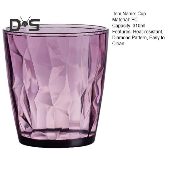 Barevné průsvitné kelímky na vodu 310ml s diamantovým vzorem, nerozbitné, tepelně odolné, bez BPA, stohovatelné sklenice pro domácí večírky a restaurace