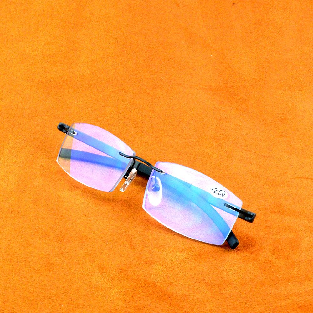 Randlose Luxus-Tr90-Bügel, rechteckig, einfacher Diamantschliff, mehrschichtige Beschichtung, für Herren und Damen, Lesebrille +0,75 bis +4