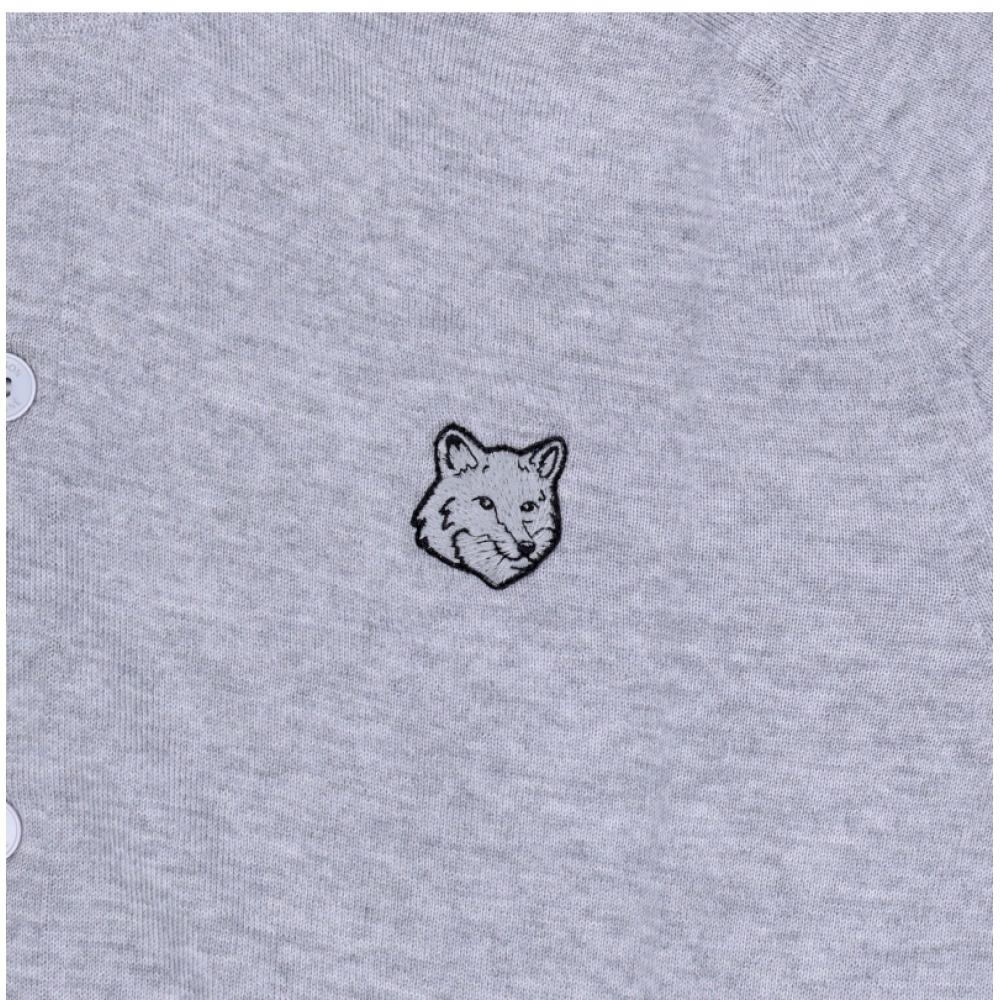 Maison Kitsune Men Gray Head Fox Patch Cardigan Qm00500kt1181