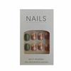 S.A.V.I 24 Pcs Short Natural Nude & Green Floral Press On Nails | Reusable DIY