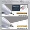 Deli Quick-Drying Press-Type 0.5mm ST Nib Student Pen: Transparent Barrel Black Ink.
