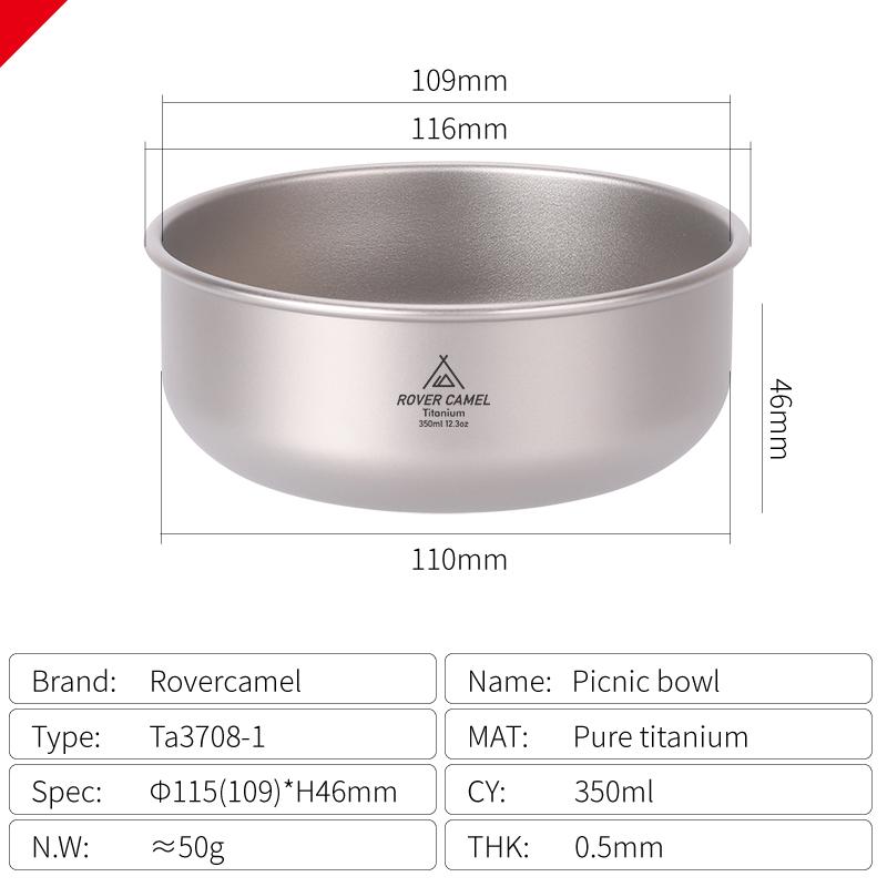 Ultralight Titanium 4-Pcs Cookware Set Portable Outdoor Camping Plate Bowl Pan with Carry Bag Camping Accessories