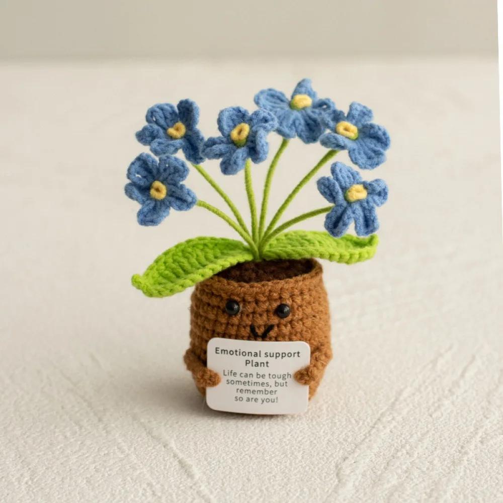 

Handmade Crochet Potted Tabletop Decor Words of Encouragement Forget-me-not Crochet Orange Convolia Heart-warming Ornament