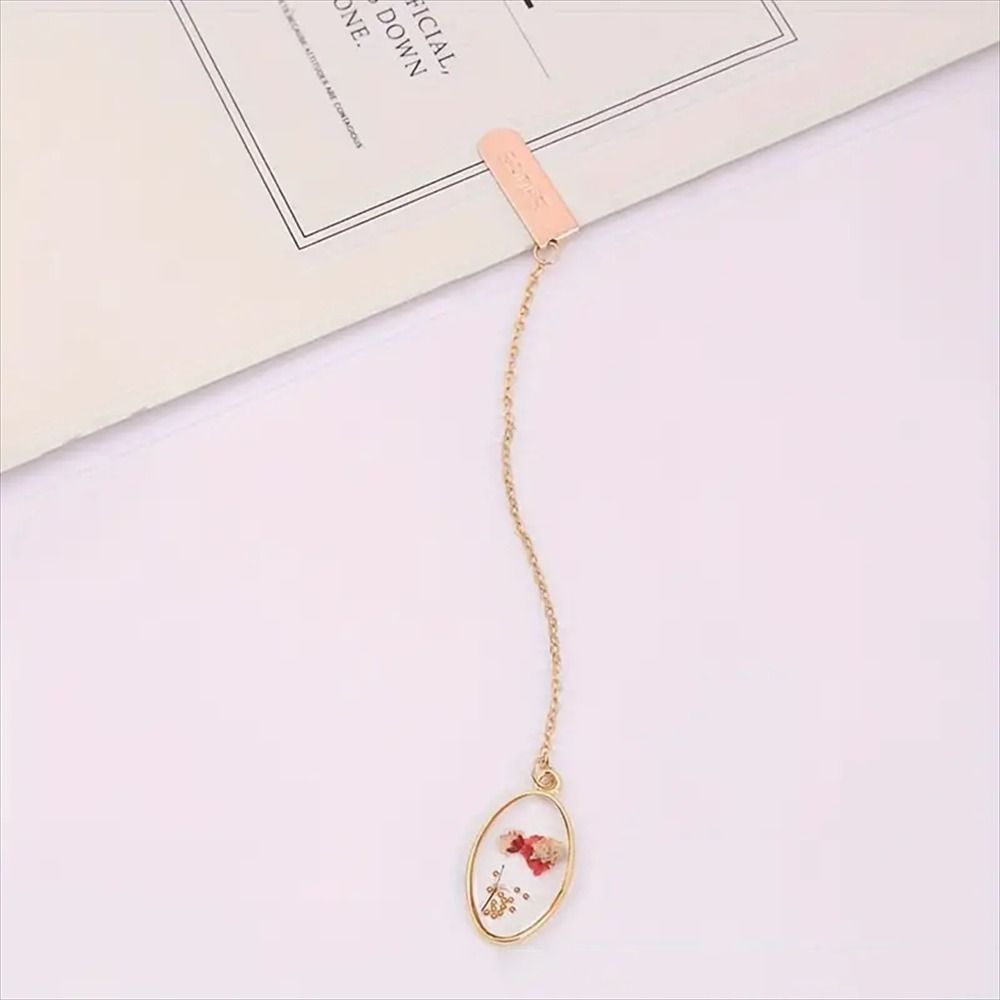 Zinc Zinc Alloy Pendant Bookmark Pendant Literary Crystal Book Clip Flower Bookmark Book Lovers