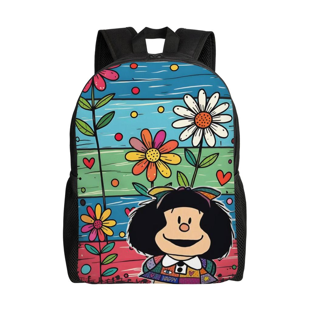 Cartoon Girl and Puppy Gardening Backpack for Men Women Cool High School Hiking Travel Daypack Mafaldas College Canvas Bags Gift