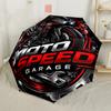 Moto Speed Garage Logo Automatic Umbrella Folding Umbrella with 8 Ribs Durable Plastic & Iron All-Season Umbrella for Travel Stylish Accessory