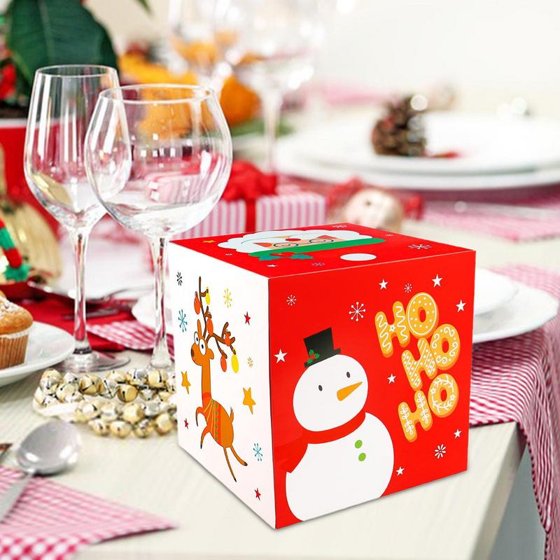 Christmas Cookie Boxes Small Christmas Elk Snowman Santa Claus Box 25cm/9.84in Holiday Candy Box With Lid Christmas Themed Box