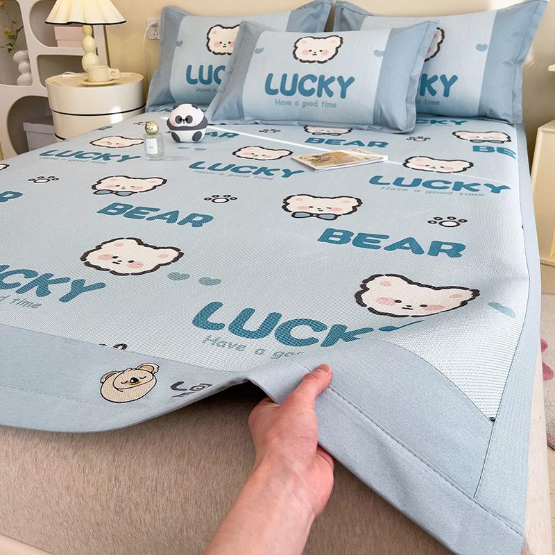 3KS Podložka z ledového hedvábí Letní ratanová podložka Letní podložka na postel Prostěradla Skládací ledové hedvábí Manželská postel Klimatizační podložka