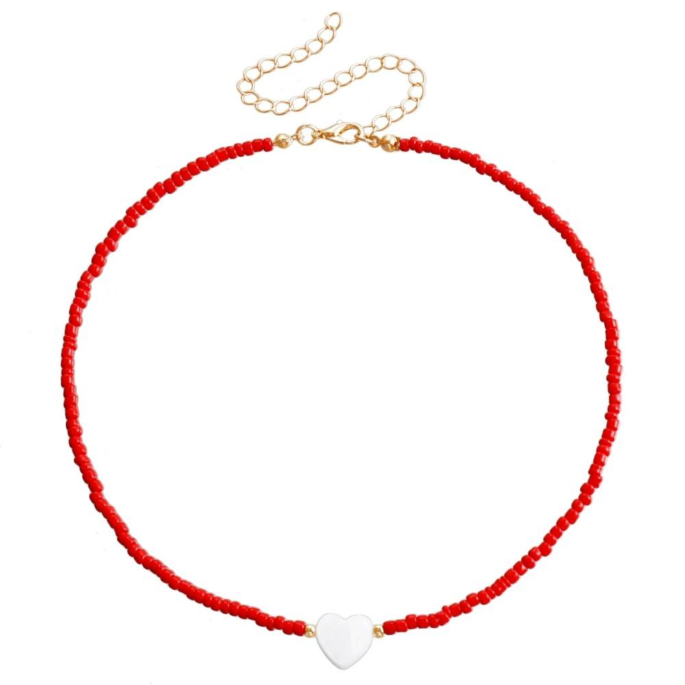 2025 New Personalized Natural Shell Love Heart Choker Simple Handmade Moon Bead Necklace for Women Fashion Accessories Gifts
