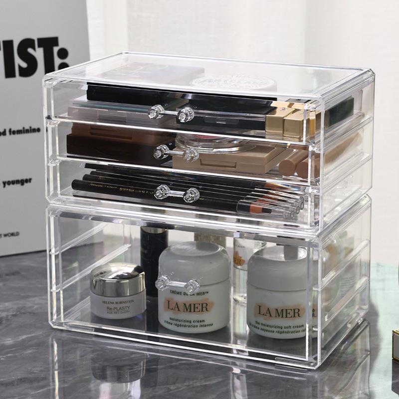 Clear Acrylic Skincare and Nail Polish Desktop Drawer Organizer