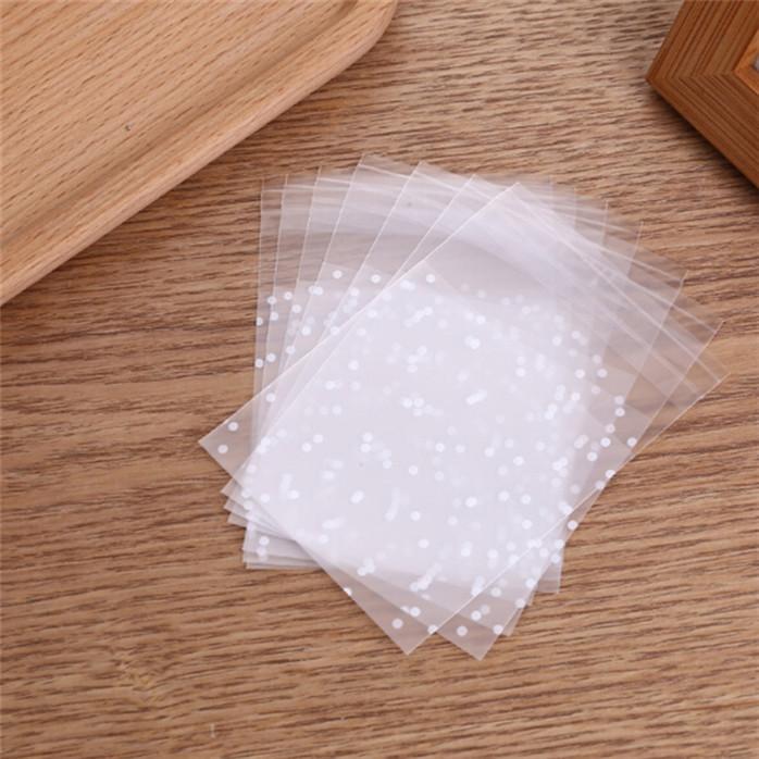 100Pcs Transparent Self Adhesive Cookie Bags Polka Dot Candy Cellophane Treat Bag for Gift Giving Wedding Birthday