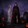 Stretchy Fit Blood Stained Cape Hooded Design Cosplay Costume Cloak  for Haunted House Games