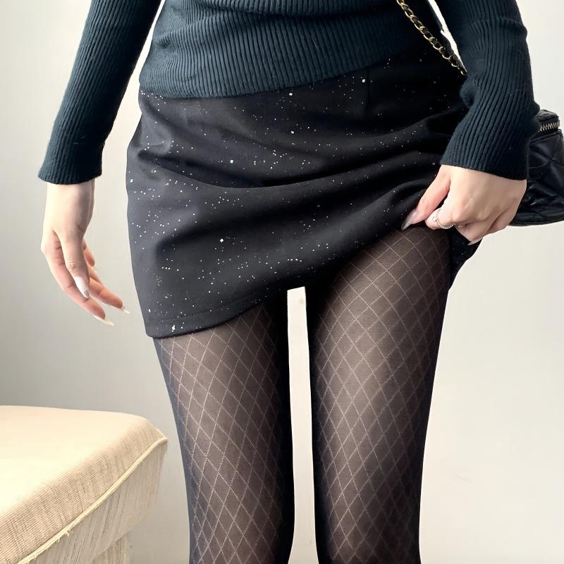 Frühling Sommer Hahnentritt Seidenstrümpfe - Damen Sexy Schwarze Rautennetz Anti-Aufreißstrumpfhose