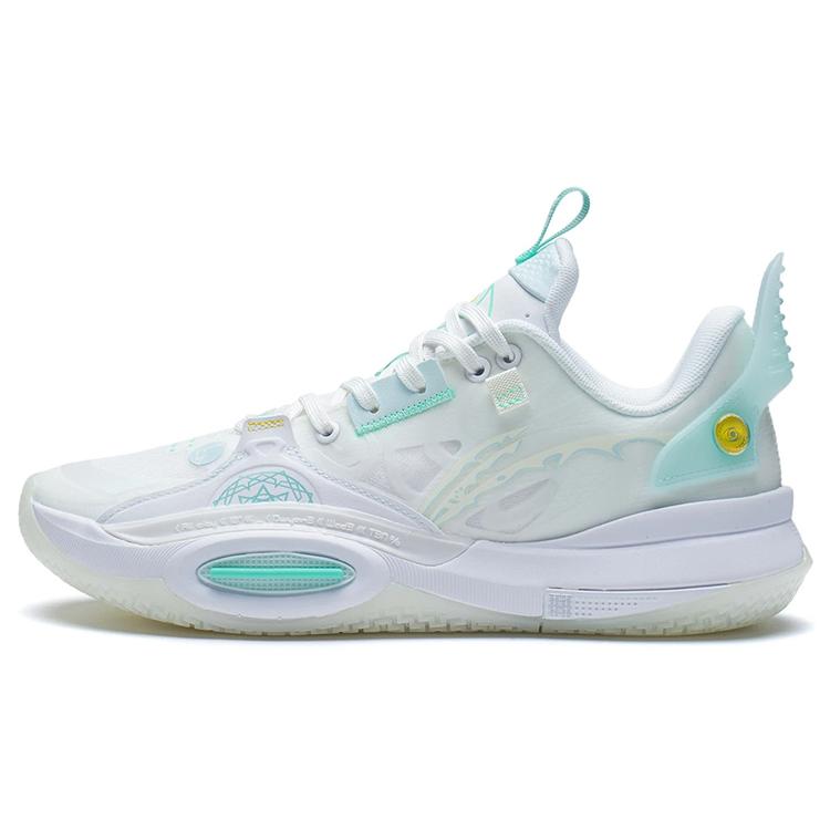 New LiNing All City 10 Yuan Shen Cushioning Anti Slip And Wear Resistant Low Top Performance Basketball Shoes White Green ABAS079-1