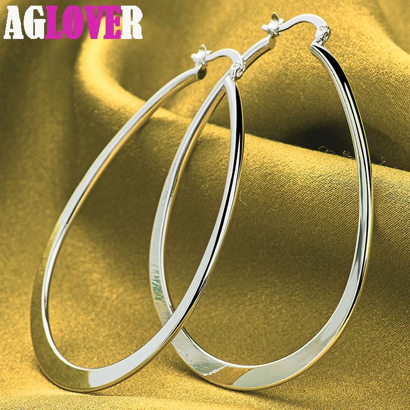925 Sterling Silver Smooth Big Circle Hoop Earring Jewelry