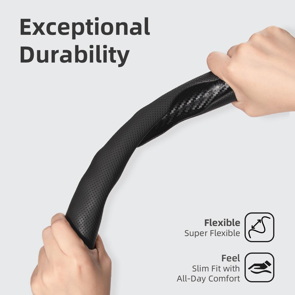 Suitable for Citroen Steering Wheel Cover, Wave-Shaped Sporty Design, Breathable Leather, Segmented Anti-Slip Sweat-Absorbing Steering Wheel