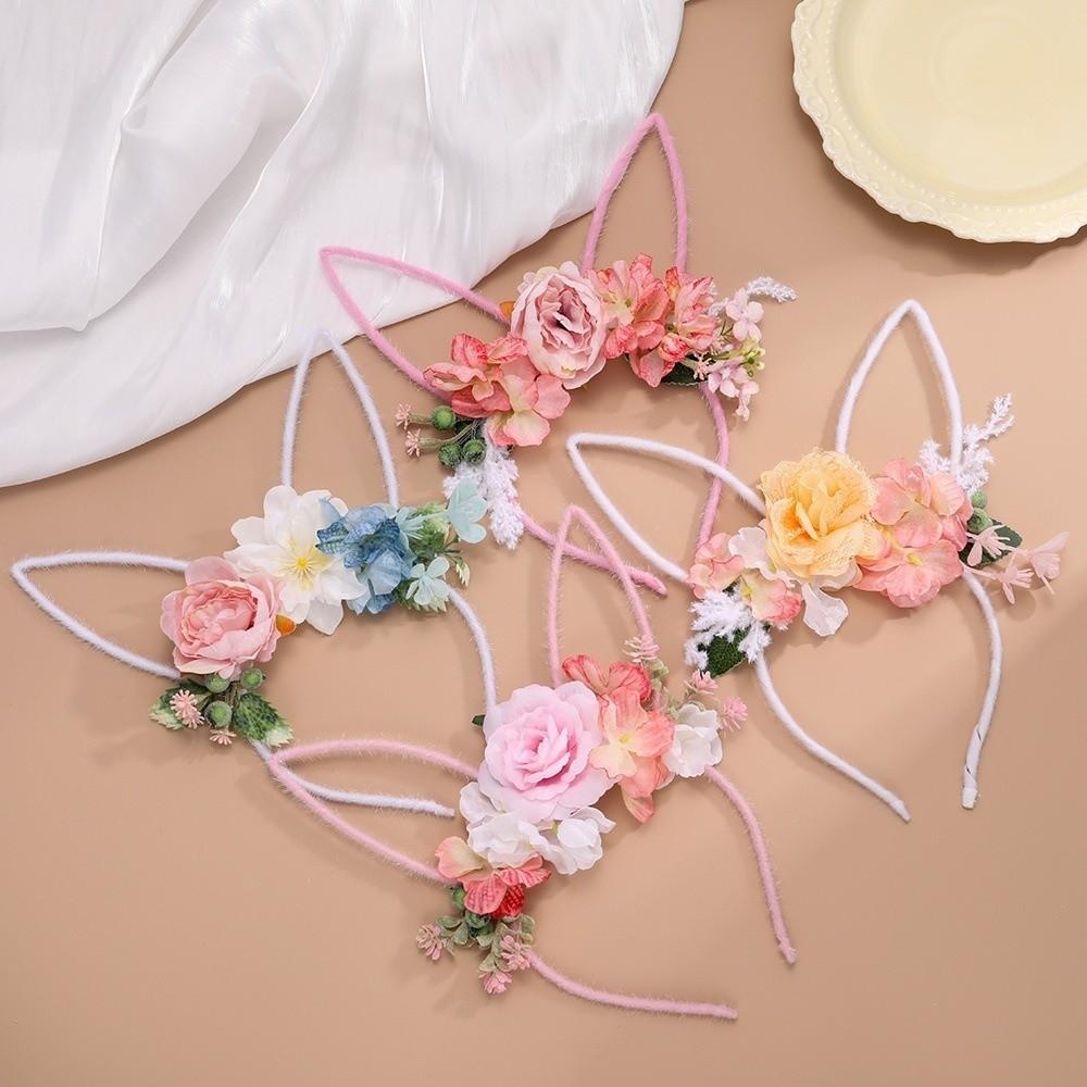 Colorful Easter Garland Forest Bunny Ears Hair Hoop Rabbit Ears Headband  Costume Party Accessories